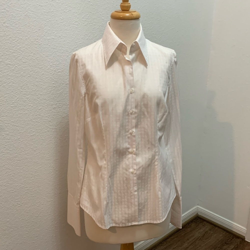 Hawes and Curtis  Baby Pink Windowpane French Cuff blouse